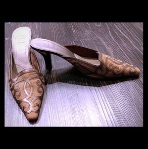 Circa Pointed Toe Slide on Ornate Heels